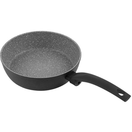 Florina Salva koekenpan met hoge rand en 3 laags non stick coating 24 x 6,5 cm zwart / grijs