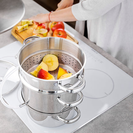 Florina professionele 6-delige sapcentrifuge pan/ juicer en stoompan voor op het fornuis 5L RVS