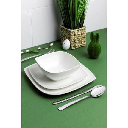 2de kansje Florina Moss premium 18-delige bordenset geometrische vorm en versterkt porselein wit