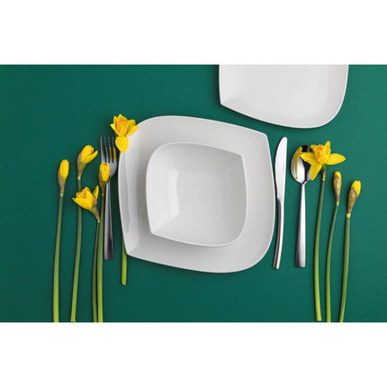 2de kansje Florina Moss premium 18-delige bordenset geometrische vorm en versterkt porselein wit