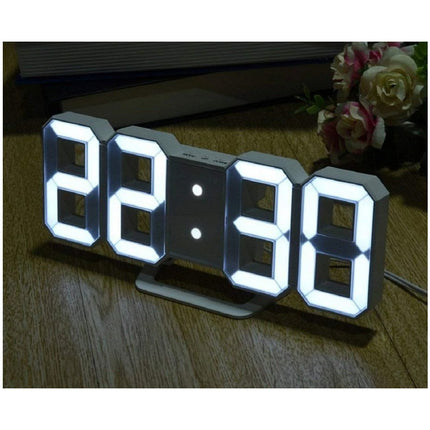 Digitale wekker klok en moderne tafel lamp witte LED's
