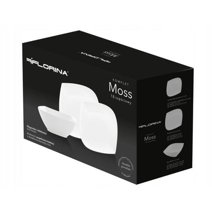 2de kansje Florina Moss premium 18-delige bordenset geometrische vorm en versterkt porselein wit