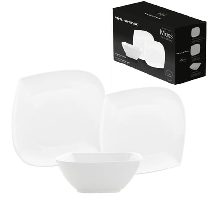 2de kansje Florina Moss premium 18-delige bordenset geometrische vorm en versterkt porselein wit