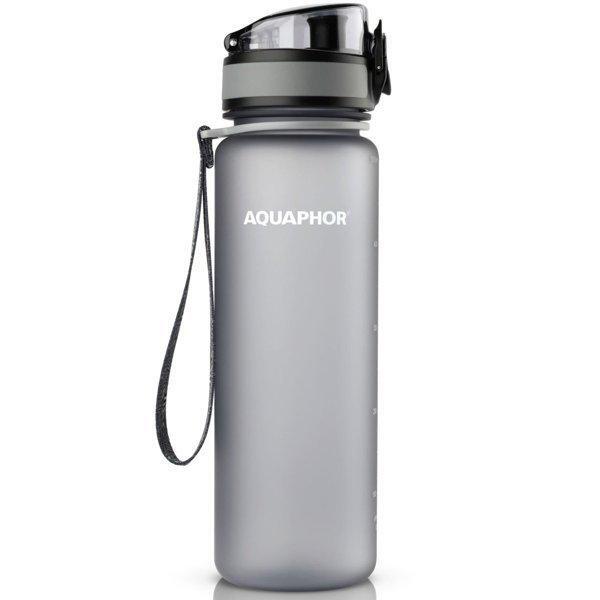 Aquaphor City Waterfles met Filter 500ml – Grijs – BPA-vrij Tritan™ – Automatische Klep – Herbruikbare Drinkfles