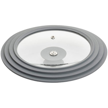 Florina universele glazen deksel met siliconen rand voor pannen van 24 cm 26 cm en 28 cm grijs