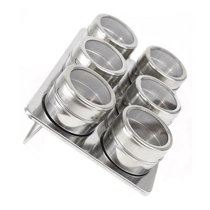 Quttin magnetische kruidenrek / kruidenplank set van 6 RVS zilver