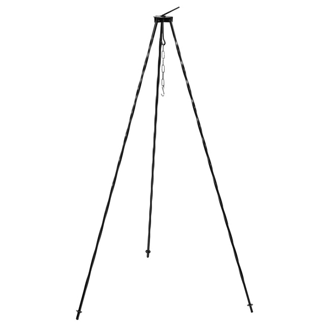 Meyerhoff Driepoot Standaard 120 cm – Stalen Ketelhouder met Ketting – Opvouwbaar – Voor Hongaarse Ketels & Kampvuur Koken – Buiten Kookstatief