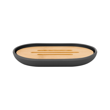 Teesa 6-delige badkamer accessoires set zwart/bamboo TSA0400-B