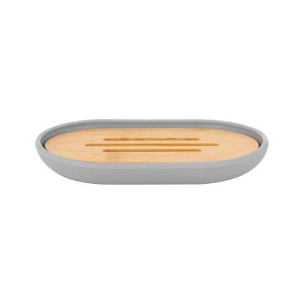 Teesa 6-delige badkamer accessoires set grijs/bamboo TSA0400-G